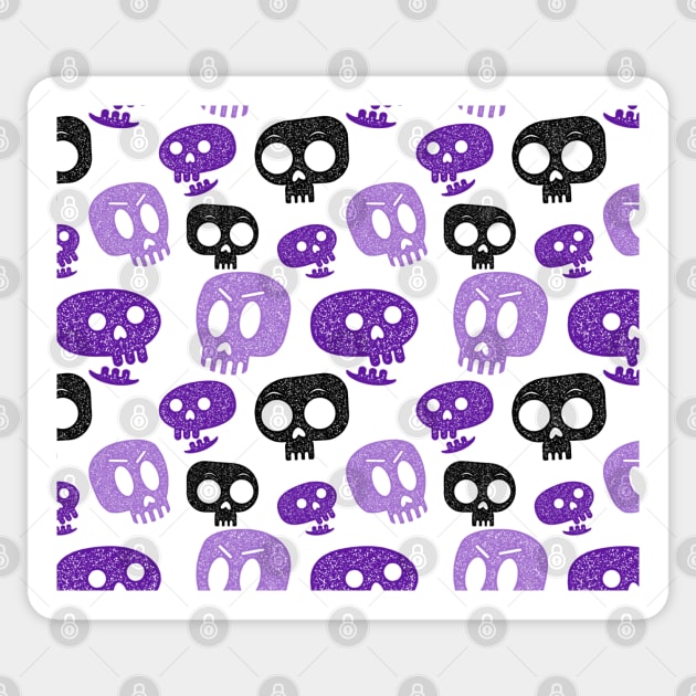Cute skulls - Purple Sticker by LotusArtStudio
